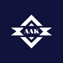 Abstract AAK Monogram Logo Design on Blue Background