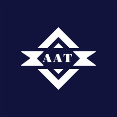 Abstract AAT Monogram Logo Design on Blue Background