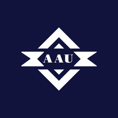 Abstract AAU Monogram Logo Design on Blue Background