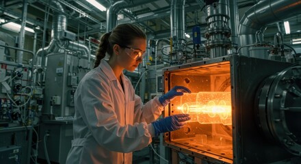 Fototapeta premium Nuclear Physicist Examining Radioactive Material