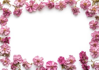 Obraz premium Floral Frame with Purple Flowers on White Background for Invitations