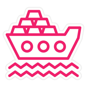 pink ship carrying gold bars clip art preview
