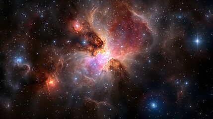 Fototapeta premium A Stunning Cosmic Nebula Featuring Clusters of Stars and Gas