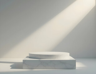 Minimal Marble Podium Display with Sunlight for Product Presentation