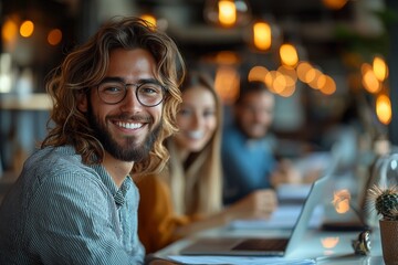 Office colleagues engage in an informal discussion while in a meeting
