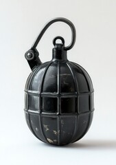 Fototapeta premium Hand Grenade Still Life Close Up on White Background for Military History