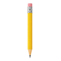 Yellow pencil with pink eraser and metal band