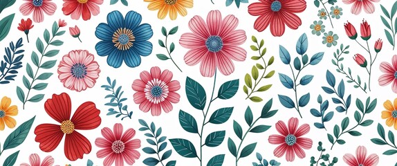 Colorful Floral Pattern &ndash; Trendy Botanical Design for Home and Crafts