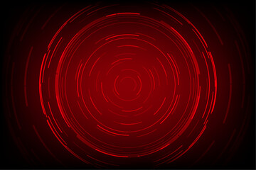 Red spiral abstract background with swirling patterns. Technology circle glow. Cyber button highlights virtual futuristic.