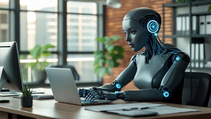 Ai analyzing resumes for job interviews in office