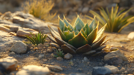 Fototapeta premium Xerophyte Adaptations: Survival Strategies of Desert Plants in Arid Environments