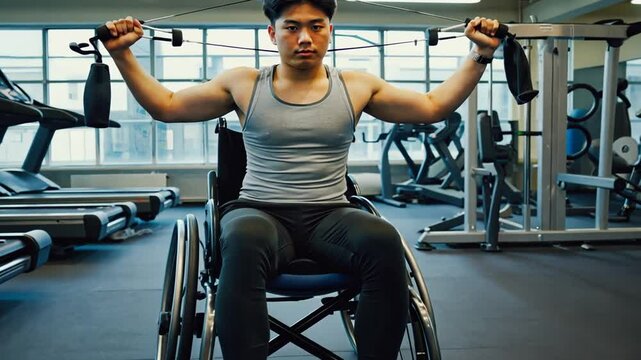 Person in wheelchair at the gym.