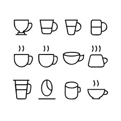 Coffee Cup Outline Icons Vector