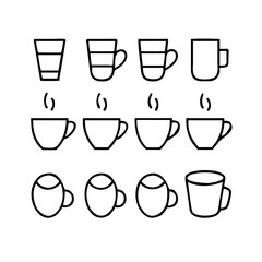 Coffee Cup Outline Icons Vector