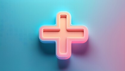 Obraz premium Medical Cross 3D Icon Illustration. 3d Icon of a Medical Cross. 3d Icon of a Plus Symbol Isolated on Soft Pastel Background.