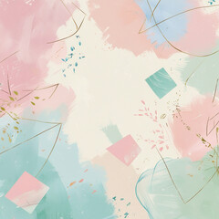 A trendy abstract doodle background with soft pastel colors, geometric shapes, and artistic brush strokes, ideal for digital designs and branding materials.
