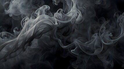 Mysterious Dark Abstract Smoke Swirls on a Black Background