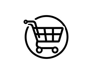 Shopping cart icon for online shopping and retail design. Line art shopping cart icon outline vector illustration 