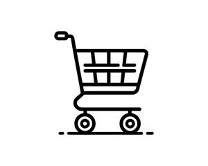 Shopping cart icon for online shopping and retail design. Line art shopping cart icon outline vector illustration 