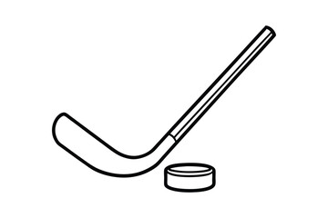 Line art vector style illustration of a hockey stick and puck.eps