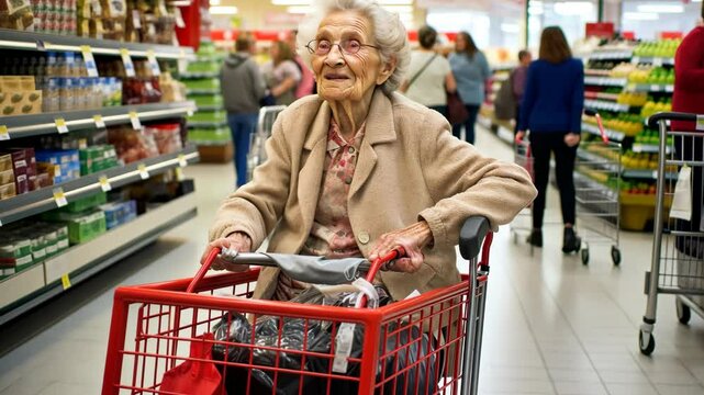 independent woman  in wheelchair choosing food