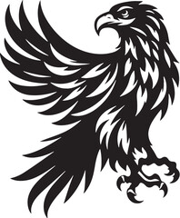 Obraz premium Black Color Eagle Silhouette Vector Illustration, Solid White Background