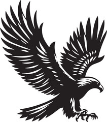 Black Color Eagle Silhouette Vector Illustration, Solid White Background