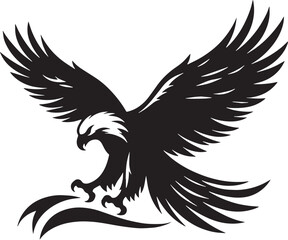 Black Color Eagle Silhouette Vector Illustration, Solid White Background