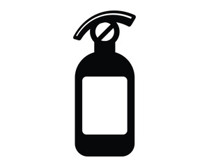 Black silhouette of a fire extinguisher icon for safety and emergency preparedness graphic design