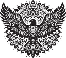 Black Color Eagle Silhouette Vector Illustration, Solid White Background