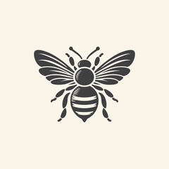 Honey bee editable vector logo. Hand drawn engraving style illustrations.	Vector illustration of a black bee icon in a silhouettes style. 