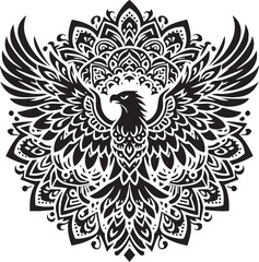 Black Color Eagle Silhouette Vector Illustration, Solid White Background
