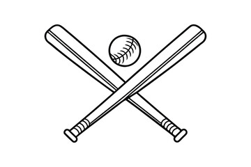 Line art vector style illustration of two baseball bats crossed over each other.eps