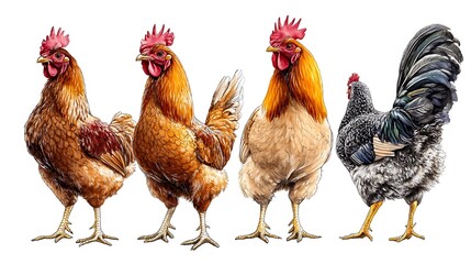 Fototapeta premium Farm Chickens in Profile