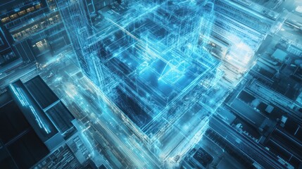 Obraz premium Abstract digital circuit, futuristic tech, intricate network