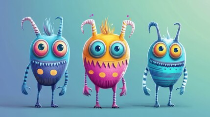 Obraz premium Cute colorful alien character brings joy and imagination to kids' art and storytelling illustration