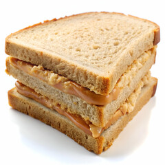 A classic sandwich made with peanut butter isolated on transparent background  
