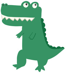 a standing cute hand-drawn crocodile adorable alligator
