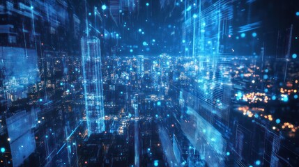 Obraz premium Futuristic city night view overlay