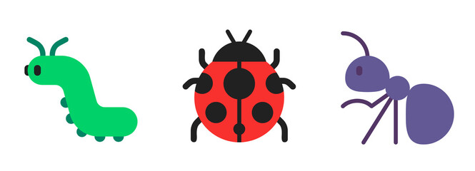 Collection of insects isolated on white background 