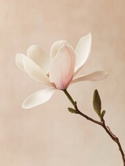 Obraz premium A single magnolia flower on a light background