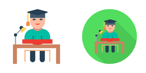 Unique Studying on Desk Vector Icon
