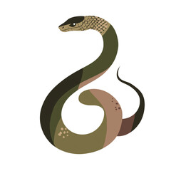 Minimalist boho snake illustration, spiritual animal art in soft earthy tones, isolated on a neutral background, symbolizing transformation and healing, perfect for mindfulness, meditation, and modern