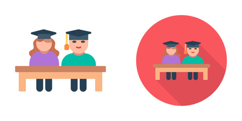 Unique Students Sitting Vector Icon
