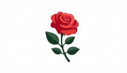 Blooming red rose on white background, symbol of love and beauty