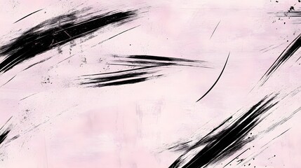 Obraz premium Black brush strokes on a softly colored pink textured background