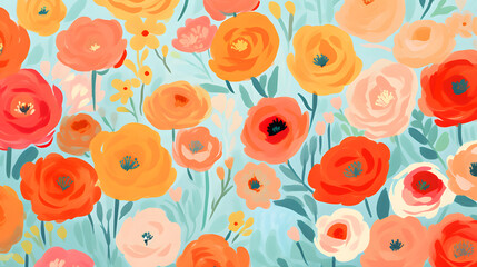 boho design abstract oil painting flower