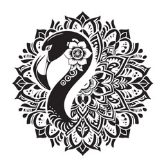 Black Color Flamingo Silhouette Vector Illustration, Solid White Background