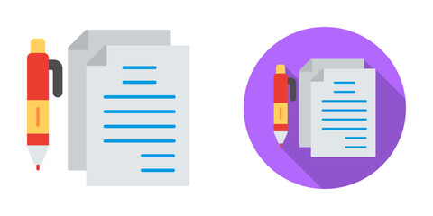 Unique Documents and Pen Vector Icon