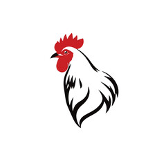 Rooster logo. Rooster logo design on white background. Vector illustration. 
